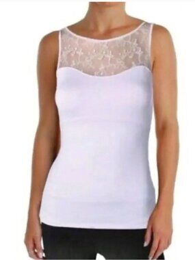 Spanx hide & sleek lace bateau tank top size large